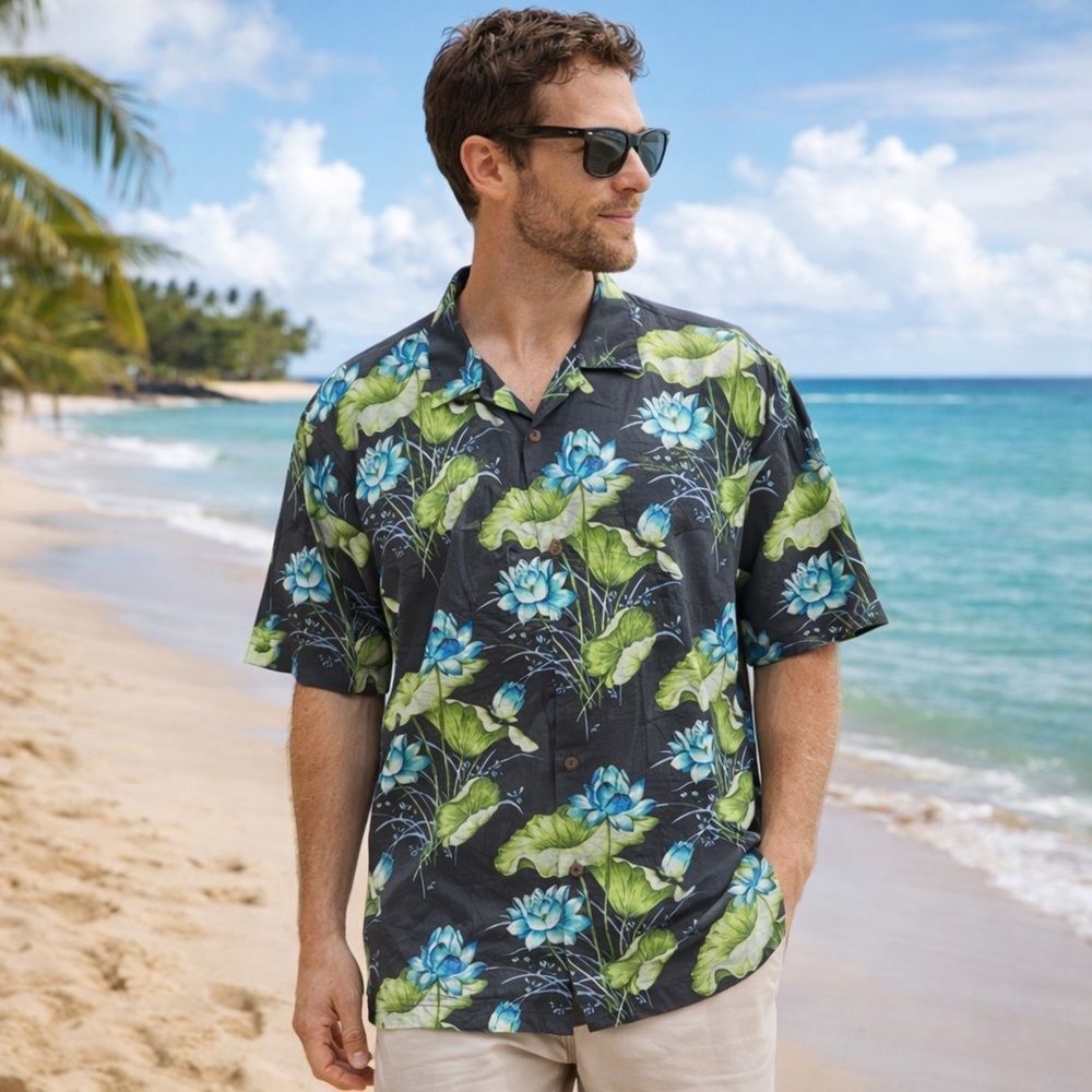 Tommy Bahama IslandZone® Camp Hawaiian 70% Silk Casual Summer Short Sleeve Shirt
